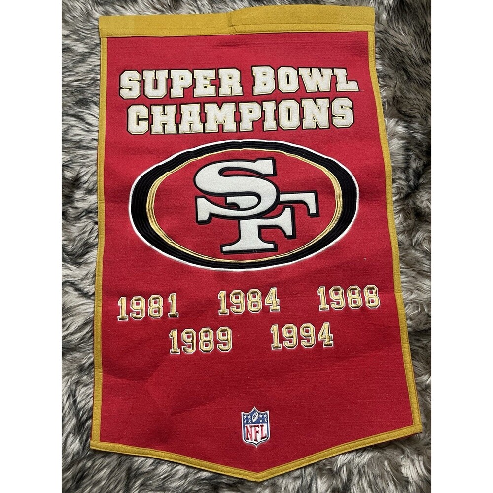 San Fransico 49'ers Wool Blend NFL Champions Banner, 24" x 36"